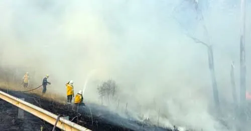 Por un incendio en las banquinas de la ruta 14 está bloqueado el ingreso a Paso de los Libres.