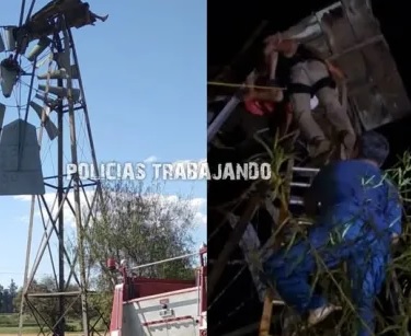 Un hombre amenazó con arrojarse desde un molino pero fue rescatado
