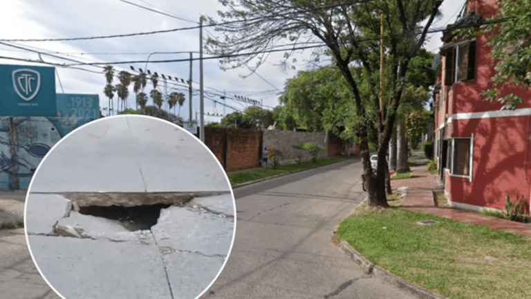 Se hundió el asfalto en una calle de la ciudad
