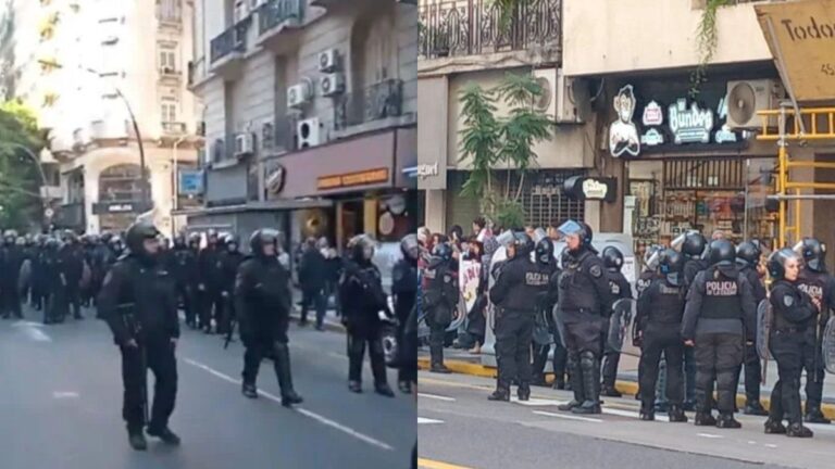 Reprimieron actores que realizaban un pacífico abrazo simbólico al Instituto Nacional del Teatro