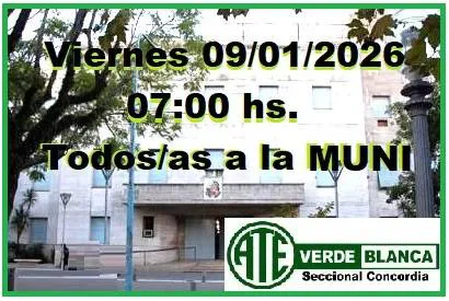 ATE convocó también para manifestarse mañana frente al Palacio Municipal de Concordia